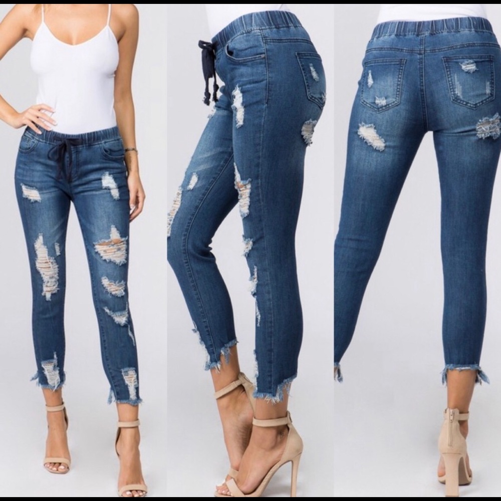 Dark denim joggers